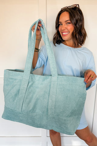 Beach Babe Terrycloth Tote in Mint
