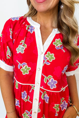 Sweet Garden Flow Dress in Cranberry