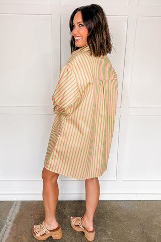 Punchline Stripe Button Front Dress