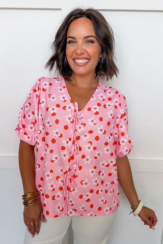 Daisy Dot Tie Top in Pink