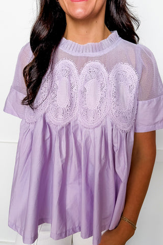 Lavender Lace Peplum Top