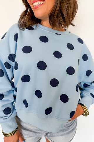 Dotted Sweatshirt in Navy + Sky Blue