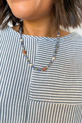 Ocean Blue & Pearl Gemstone Necklace by Treasure Jewels