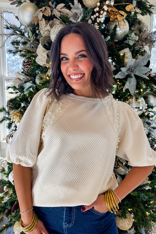 Hot Pink Deal- The Cream Beaded Top