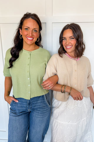 Easy Style Button Top in Taupe