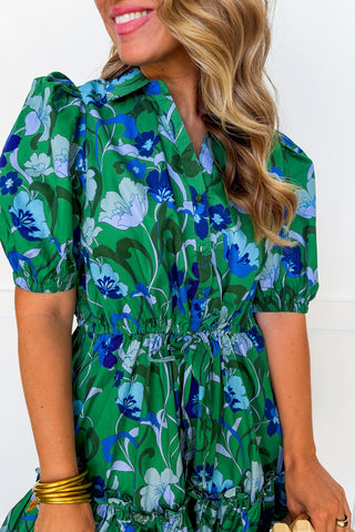 The Zara Blue & Green Floral Dress Jules & James Boutique The Zara Blue & Green Floral Dress Jules & James Boutique
