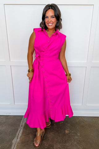 Dress To Impress Tie Dress in Hot Pink – Jules & James Boutique