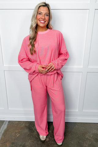 The Jessica Plush Striped Top in Pink