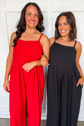 Go With The Flow Jumpsuit in Red