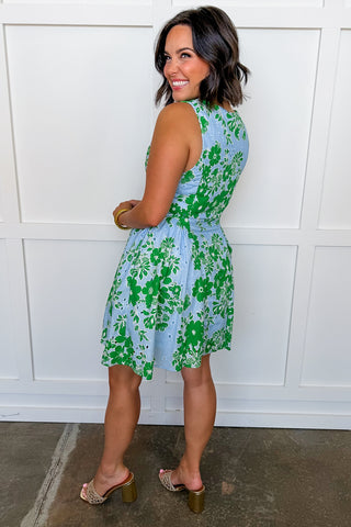 Lennox Lane Eyelet Dress in Blue & Green