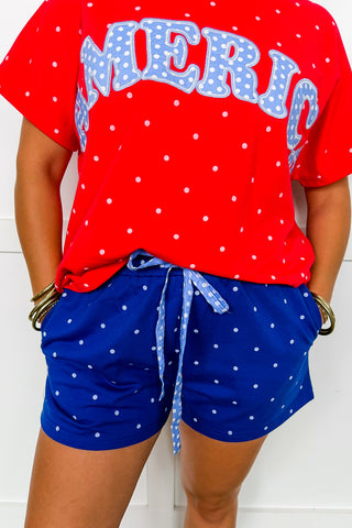 Americana Dot Shorts in Blue