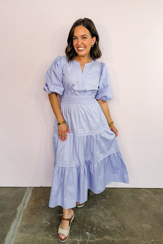The Katie Dress - Tiered Midi Dress in Lavender