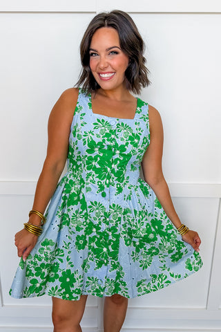 Lennox Lane Eyelet Dress in Blue & Green