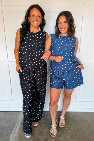 Classic Dot Sleeveless Top in Black