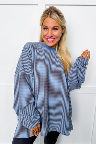 The Jessica Plush Striped Top in Blue