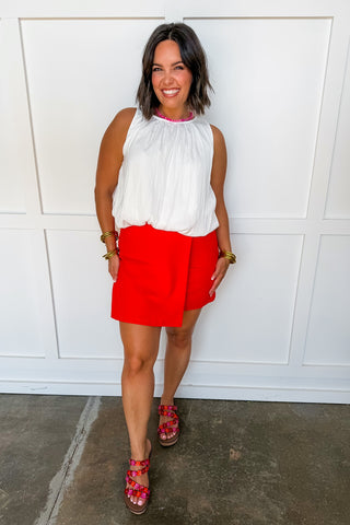 Red Hot Mini Wrap Skirt