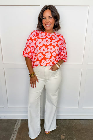 Sweet Bloom Top in Coral