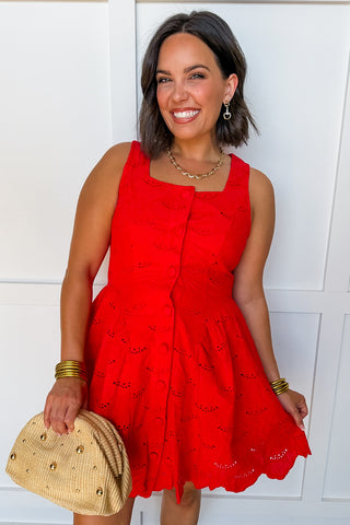 Lovely Little Lace Dress in Red