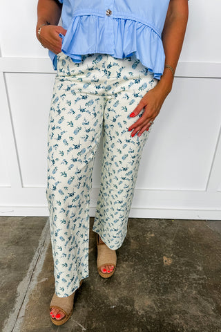 The Harper Cream Floral Wide Leg Cropped Jeans