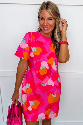 The Hattie Shift Dress in Pink Floral
