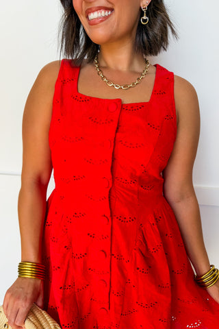 Lovely Little Lace Dress in Red