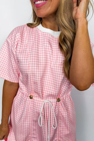 Casual Cutie Gingham Dress in Pink