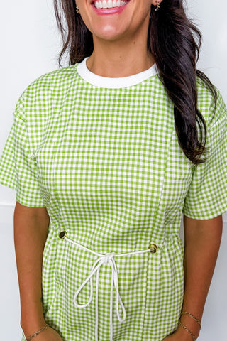 Casual Cutie Gingham Dress in Green