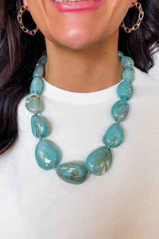 Coastal Pop Beaded Necklace in Turquoise