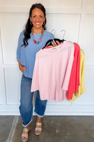 Relaxed Days Dolman Knit Top in Yellow