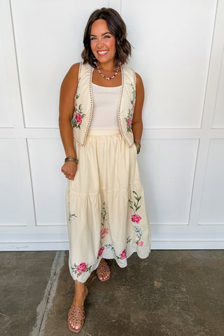 Timeless Bloom Embroidered Vest