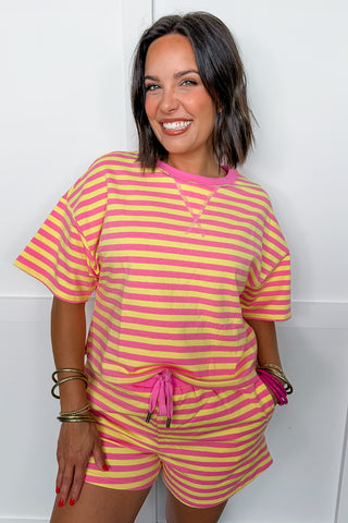Pink Lemonade Stripe Short Set