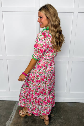 The Juliette Maxi Dress in Pink Mix Floral