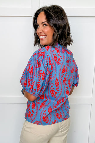 Palm Breeze Puff Sleeve Top