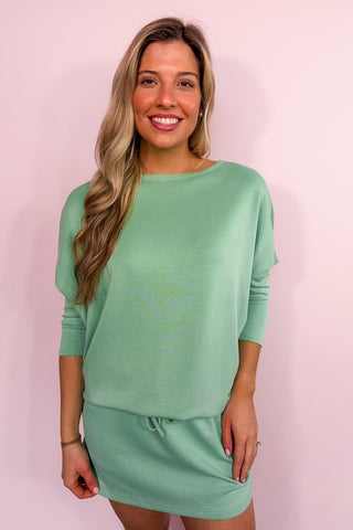 Luxe & Leisure Dolman Sleeve Top in Sage