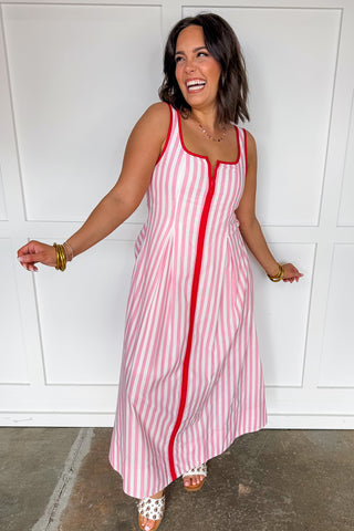 Just Feels Right Stripe Dress in Pink