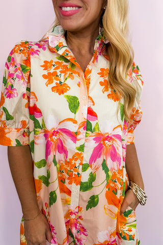 Coastal Bloom Button Front Dress