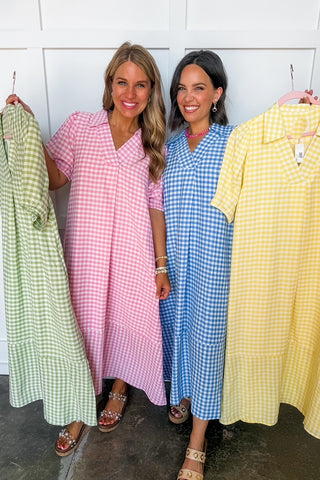 Picnic Perfect Gingham Midi Dress in Pink