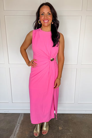 First Impression Midi Dress in Pink