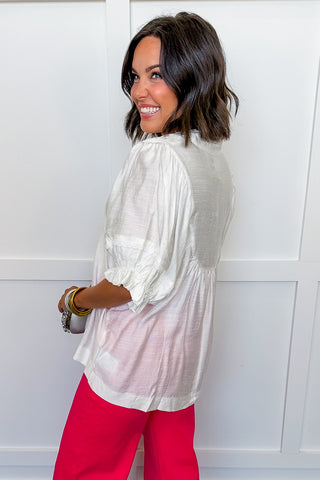 Pretty Little Smocked Top in Off White
