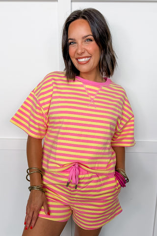 Pink Lemonade Stripe Short Set