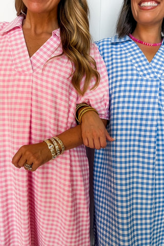 Picnic Perfect Gingham Midi Dress in Pink