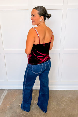 Afterglow Velvet Cami in Burgundy