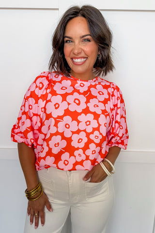 Sweet Bloom Top in Coral