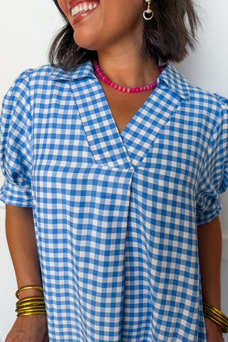 Picnic Perfect Gingham Midi Dress in Blue