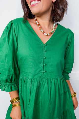The Raya Solid Green Dress by Mary Square