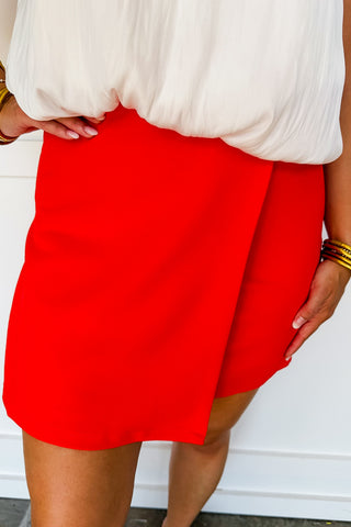 Red Hot Mini Wrap Skirt