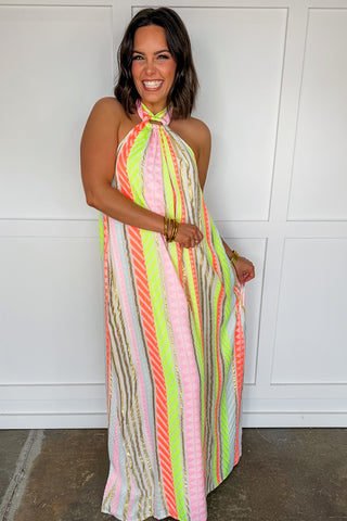 Cabana Glow Halter Midi Dress