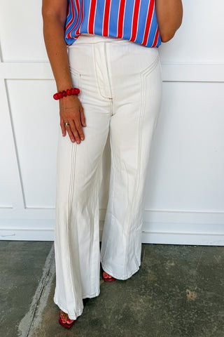 The Daphne Jeans in Cream - Full Length Wide Leg Denim