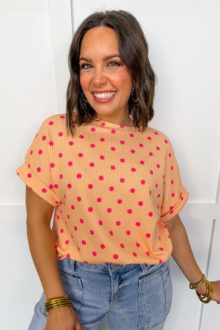 Everyday Happy Dot Top in Peach