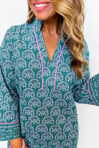 The Brenda Dress in Sun Shower Flora Ocean by Mary Square